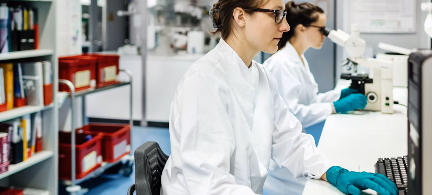 Laboratory scientists analyzing samples